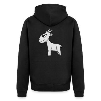 Ziege Ziegenbock Bock - Unisex Premium Bio Zip Hoodie - Schwarz - Hinten - Nico (187cm)