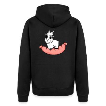 Wurst Ziege Ziegenbock - Unisex Premium Bio Zip Hoodie - Schwarz - Hinten - Nico (187cm)