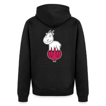 Zwiebel Ziege Ziegenbock - Unisex Premium Bio Zip Hoodie - Schwarz - Hinten - Nico (187cm)