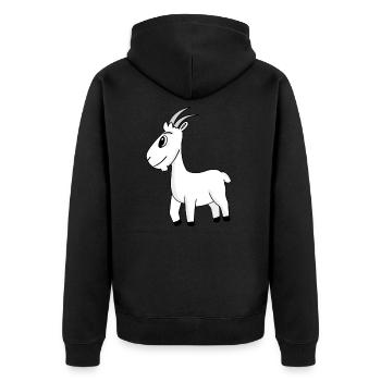 Ziegenbock Bock - Unisex Premium Bio Zip Hoodie - Schwarz - Hinten - Nico (187cm)
