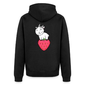 Bock à la fraise - chèvre chèvre - Veste à capuche bio Premium Unisexe - noir - Dos - Nico (187cm)