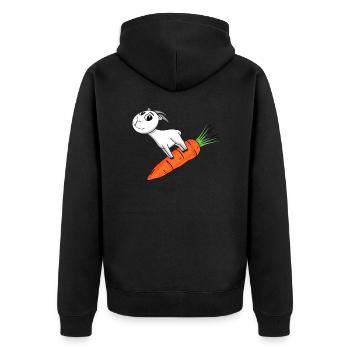 Karotte Ziege Ziegenbock - Unisex Premium Bio Zip Hoodie - Schwarz - Hinten - Nico (187cm)
