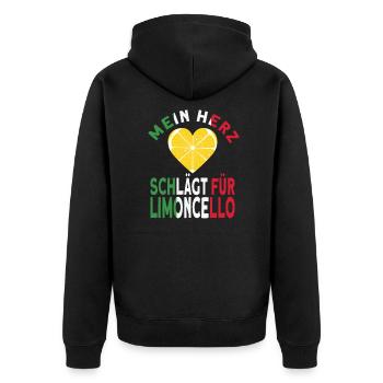 Limoncello Zitronen Zitronenlikör Likör - Unisex Premium Bio Zip Hoodie - Schwarz - Hinten - Nico (187cm)