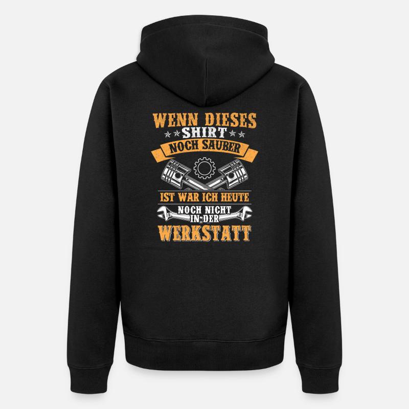 Werkstatt Schrauber Spruch - Unisex Premium Bio Zip Hoodie - Schwarz