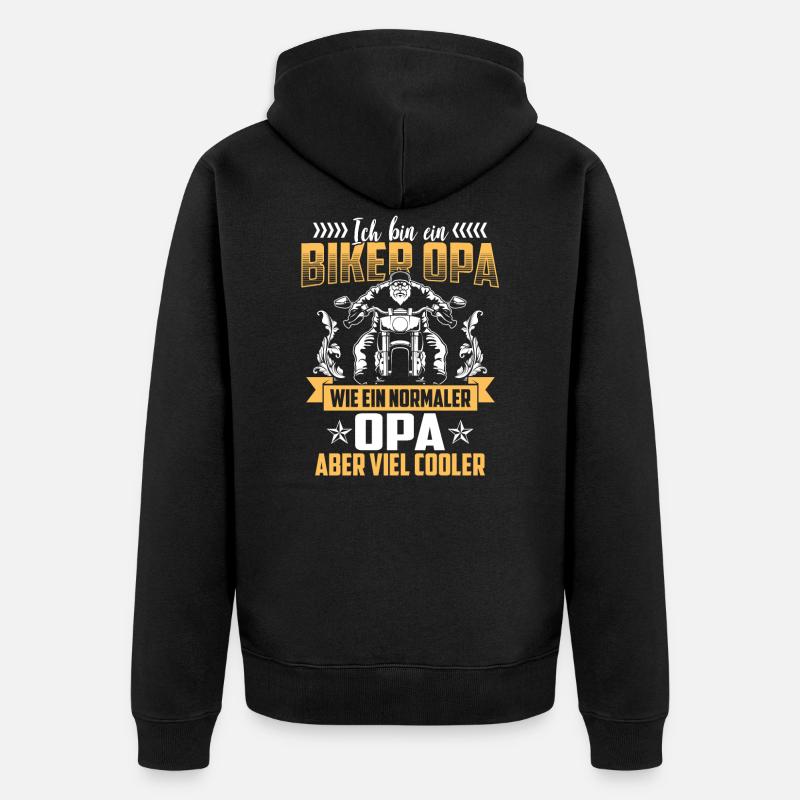 Ich bin ein Biker Opa - Unisex Premium Bio Zip Hoodie - Schwarz