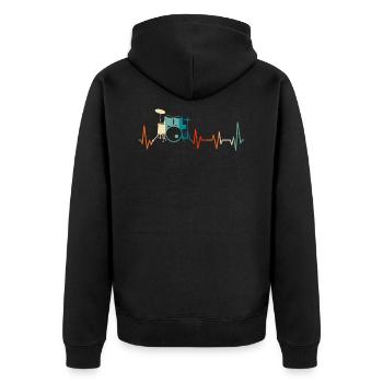 Herzschlag Schlagzeug - Unisex Premium Bio Zip Hoodie - Schwarz - Hinten - Nico (187cm)