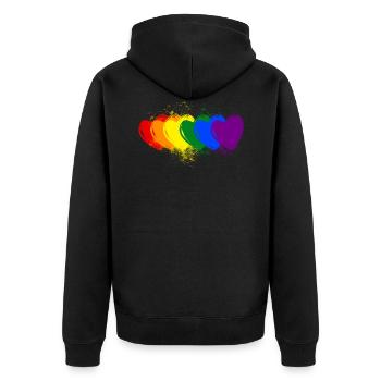 colourful hearts - Unisex Premium Organic Zip Hoodie - black - Back - Nico (187cm)