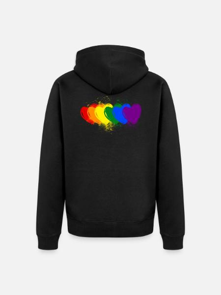 colourful hearts - Unisex Premium Organic Zip Hoodie - black