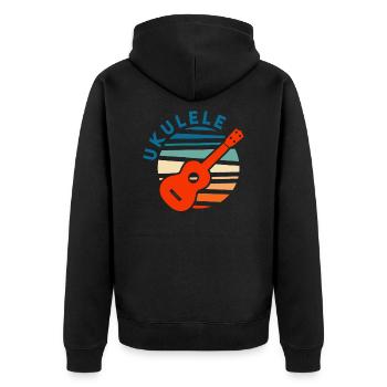 Vintage Ukulele - Unisex Premium Bio Zip Hoodie - Schwarz - Hinten - Nico (187cm)