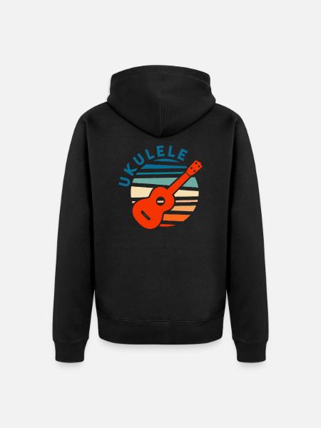 Vintage Ukulele - Unisex Premium Bio Zip Hoodie - Schwarz