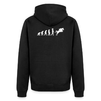 Evolution Pferde Reiten - Unisex Premium Bio Zip Hoodie - Schwarz - Hinten - Nico (187cm)