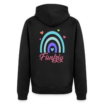 50. Geburtstag Regenbogen - Unisex Premium Bio Zip Hoodie - Schwarz - Hinten - Nico (187cm)