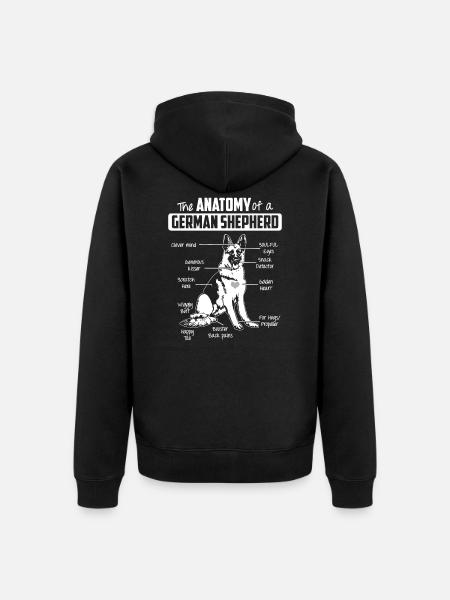 Anatomy German Shepherd - Unisex Premium Organic Zip Hoodie - black