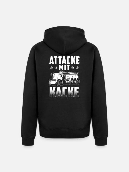 Attacke mit Kacke - Unisex Premium Bio Zip Hoodie - Schwarz