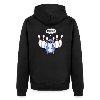 Kegel Pinguin Bowling - Unisex Premium Bio Zip Hoodie - Schwarz - Hinten - Nico (187cm)