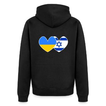 Ukraine and Israel support - Unisex Premium Organic Zip Hoodie - black - Back - Nico (187cm)
