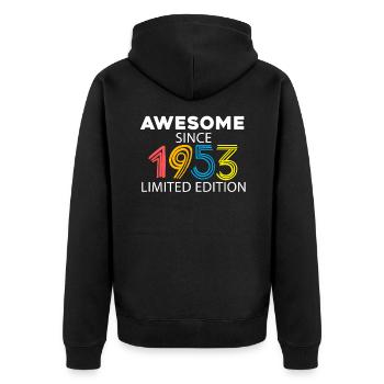 Fantastisch seit 1953 - Jahrgang 1953 - Unisex Premium Bio Zip Hoodie - Schwarz - Hinten - Nico (187cm)
