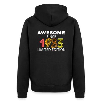 Fantastisch seit 1983 - Jahrgang 1983 - Unisex Premium Bio Zip Hoodie - Schwarz - Hinten - Nico (187cm)