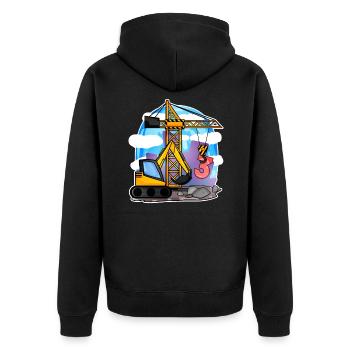 Grue excavatrice 3ème anniversaire - chemise garçon de 3 ans - Veste à capuche bio Premium Unisexe - noir - Dos - Nico (187cm)