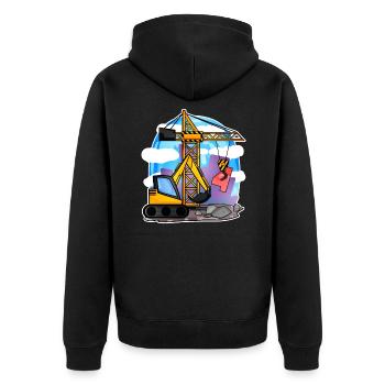 Grue excavatrice 4ème anniversaire - chemise garçon de 4 ans - Veste à capuche bio Premium Unisexe - noir - Dos - Nico (187cm)