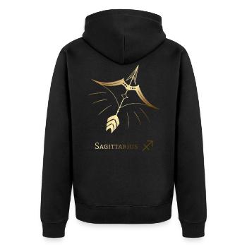 Sternzeichen Schütze/Sagittarius - Unisex Premium Bio Zip Hoodie - Schwarz - Hinten - Nico (187cm)