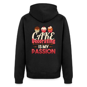Kuchen Der Leidenschafts geschenk Verziert - Unisex Premium Bio Zip Hoodie - Schwarz - Hinten - Nico (187cm)