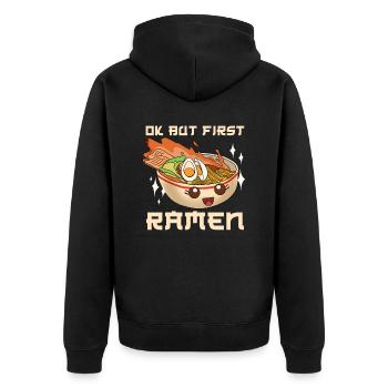 Ramen nudeln Glückliches Geschenk - Unisex Premium Bio Zip Hoodie - Schwarz - Hinten - Nico (187cm)