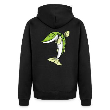 Dabbing Dab Pike Fish - Unisex Premium Organic Zip Hoodie - black - Back - Nico (187cm)