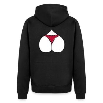 Sexy Arsch - Unisex Premium Bio Zip Hoodie - Schwarz - Hinten - Nico (187cm)