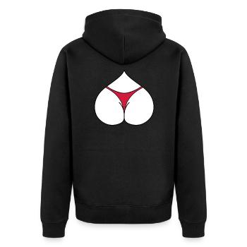 Arsch Herz - Unisex Premium Bio Zip Hoodie - Schwarz - Hinten - Nico (187cm)