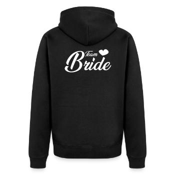 Team Bride - Unisex Premium Bio Zip Hoodie - Schwarz - Hinten - Nico (187cm)
