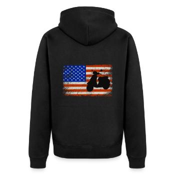 Drapeau américain Scooter Rider Scootering Moto - Veste à capuche bio Premium Unisexe - noir - Dos - Nico (187cm)