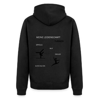 Turnen - Unisex Premium Bio Zip Hoodie - Schwarz - Hinten - Nico (187cm)