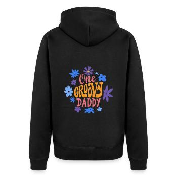 Ein grooviger Papa, Ein toller Papa - Unisex Premium Bio Zip Hoodie - Schwarz - Hinten - Nico (187cm)