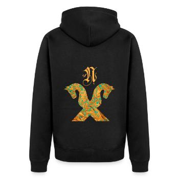 pferdegiebel e 95 n - Unisex Premium Bio Zip Hoodie - Schwarz - Hinten - Nico (187cm)