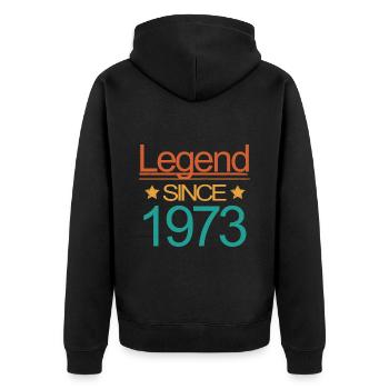 Idée cadeau d’anniversaire - Légende depuis 1973 - Veste à capuche bio Premium Unisexe - noir - Dos - Nico (187cm)