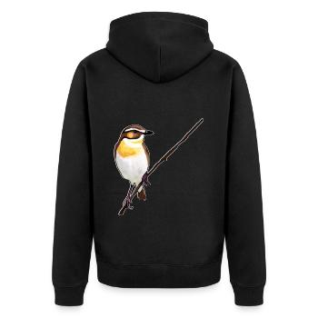 Whinchat - Unisex Premium Organic Zip Hoodie - black - Back - Nico (187cm)