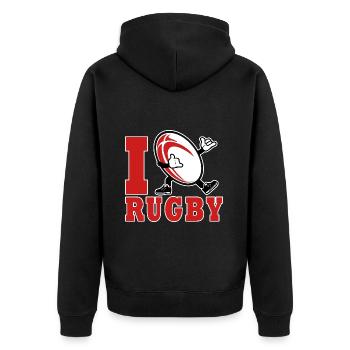 i love Rugby sport rugby rugby player - Unisex Premium Organic Zip Hoodie - black - Back - Nico (187cm)