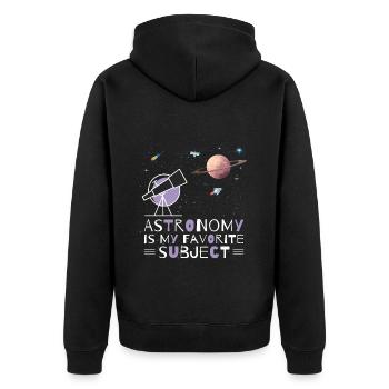 Astronomie, mein Lieblingsthema, Weltraumteleskop - Unisex Premium Bio Zip Hoodie - Schwarz - Hinten - Nico (187cm)