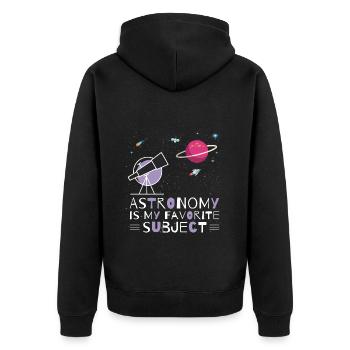 Astronomie, mein Lieblingsthema, Weltraumteleskop - Unisex Premium Bio Zip Hoodie - Schwarz - Hinten - Nico (187cm)