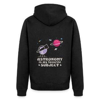 Astronomie, mein Lieblingsthema, Weltraumteleskop - Unisex Premium Bio Zip Hoodie - Schwarz - Hinten - Nico (187cm)