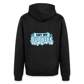 Eat My Bubbles – Humor Für Seifenmacher - Unisex Premium Bio Zip Hoodie - Schwarz - Hinten - Nico (187cm)
