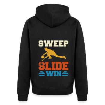 Curling Sport Curling - Unisex Premium Bio Zip Hoodie - Schwarz - Hinten - Nico (187cm)