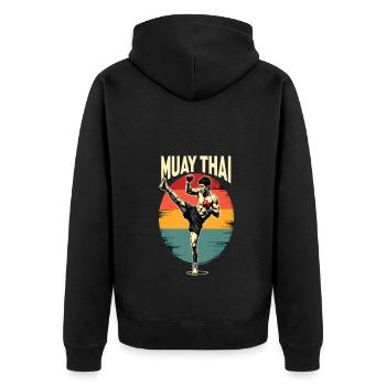 Drôle Muay Thai Boxe Muay Thai - Veste à capuche bio Premium Unisexe - noir - Dos - Nico (187cm)