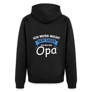 Ich Muss Nicht Nein Sagen Ich Bin Der Opa - Unisex Premium Bio Zip Hoodie - Schwarz - Hinten - Nico (187cm)
