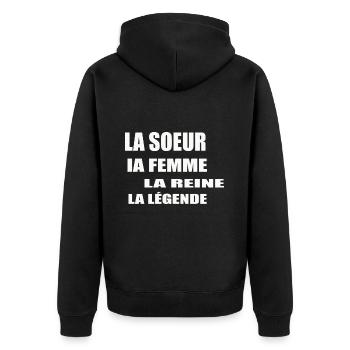 Soeur Femme Reine Légende Meilleure Soeur - Veste à capuche bio Premium Unisexe - noir - Dos - Nico (187cm)