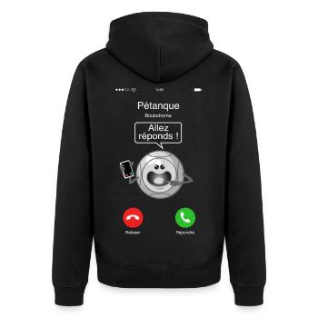 Petanque call - Unisex Premium Organic Zip Hoodie - black - Back - Nico (187cm)