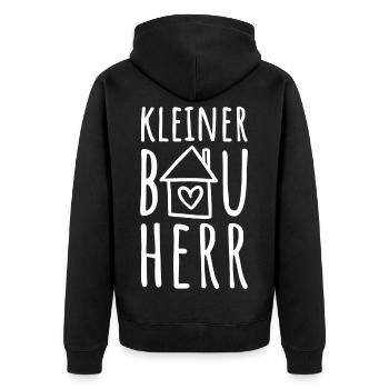 Kleiner Bauherr Sohn Haus bauen Baustelle Hausbau - Unisex Premium Bio Zip Hoodie - Schwarz - Hinten - Nico (187cm)