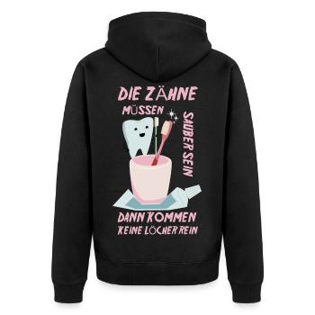 Pediatric dentist saying - Unisex Premium Organic Zip Hoodie - black - Back - Nico (187cm)