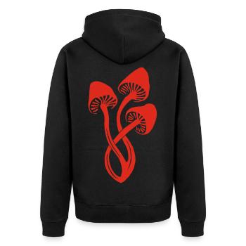 Trio de champignons rouges - Veste à capuche bio Premium Unisexe - noir - Dos - Nico (187cm)